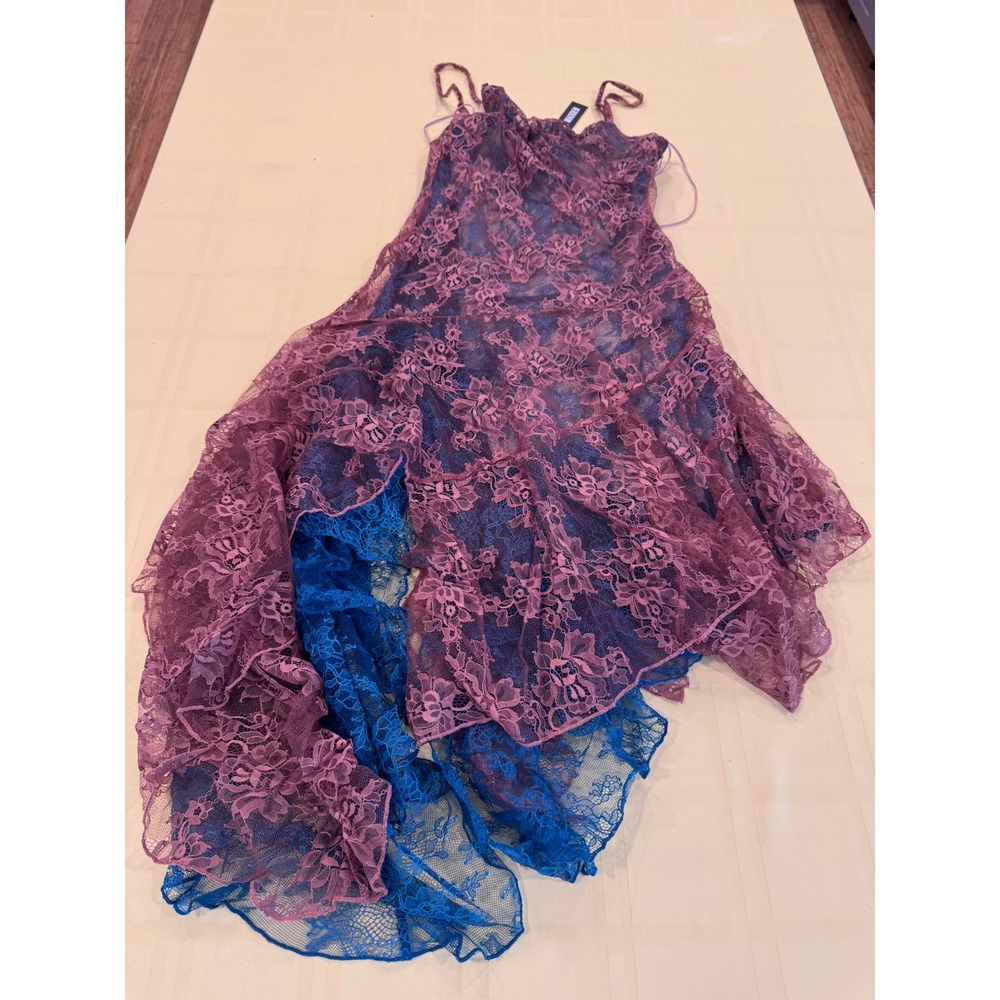 Steve Madden Purple Blue Lace Asymmetrical Midi Dress Small NWT